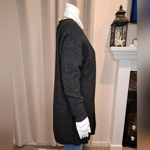 EXPRESS WOOL BLEND MID-LENGTH OPEN FRONT CARDIGAN. DK GRAY S - Picture 4 of 8